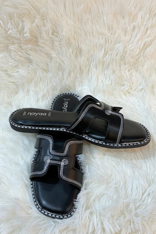 Black X Strap Flats